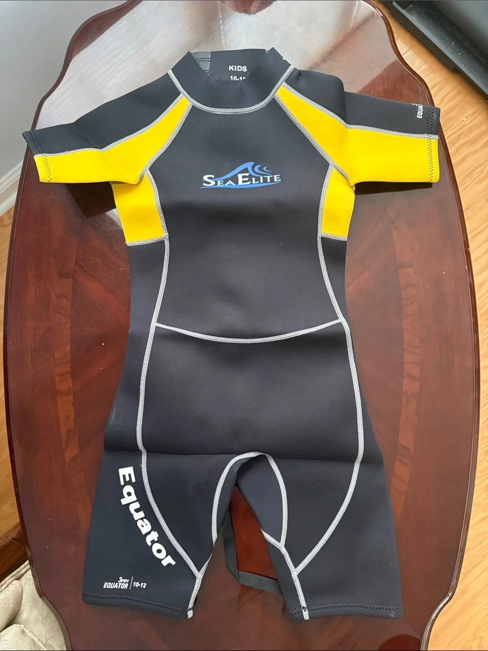 Sea Elite Kids Shorty Swim One-Piece in Black & Yellow - Equator
